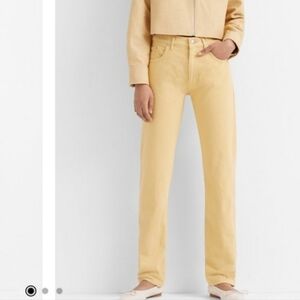 Club Monaco High-Rise Straight Jeans in Light Yellow